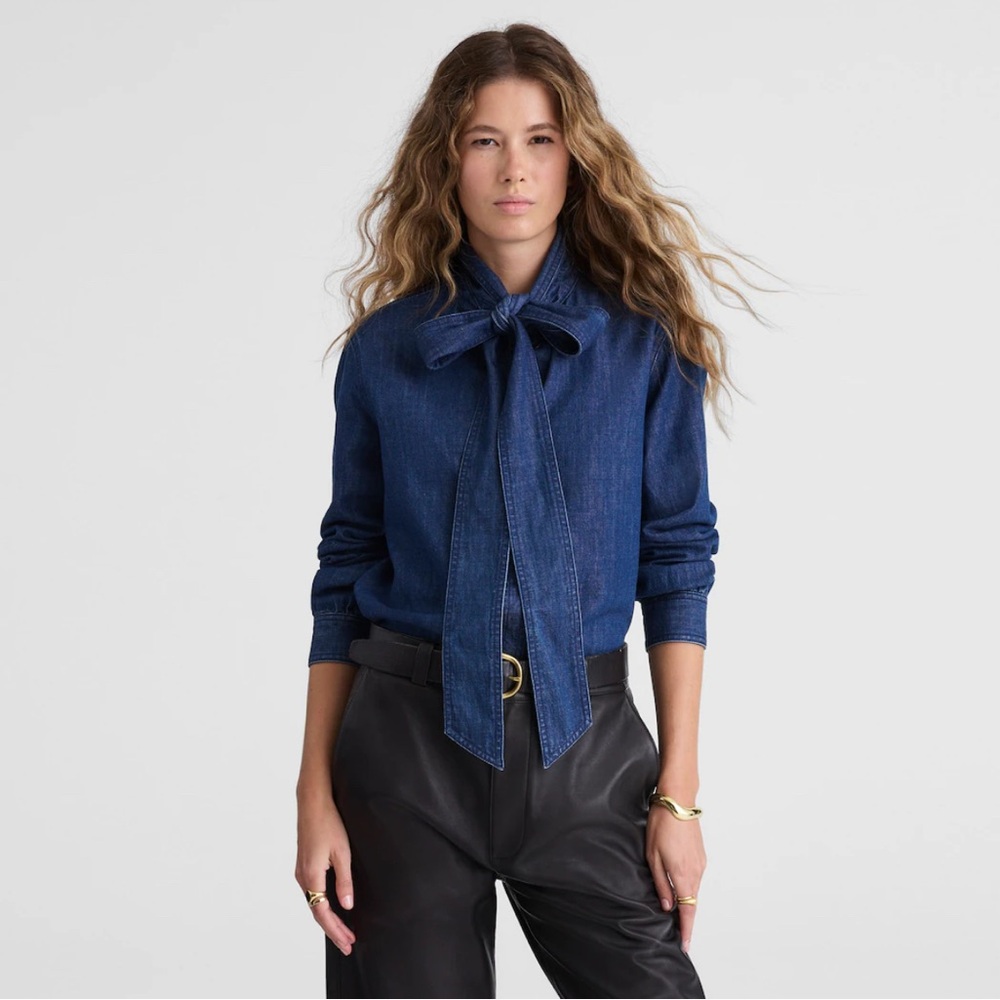 Madewell Blue Bow Blouse